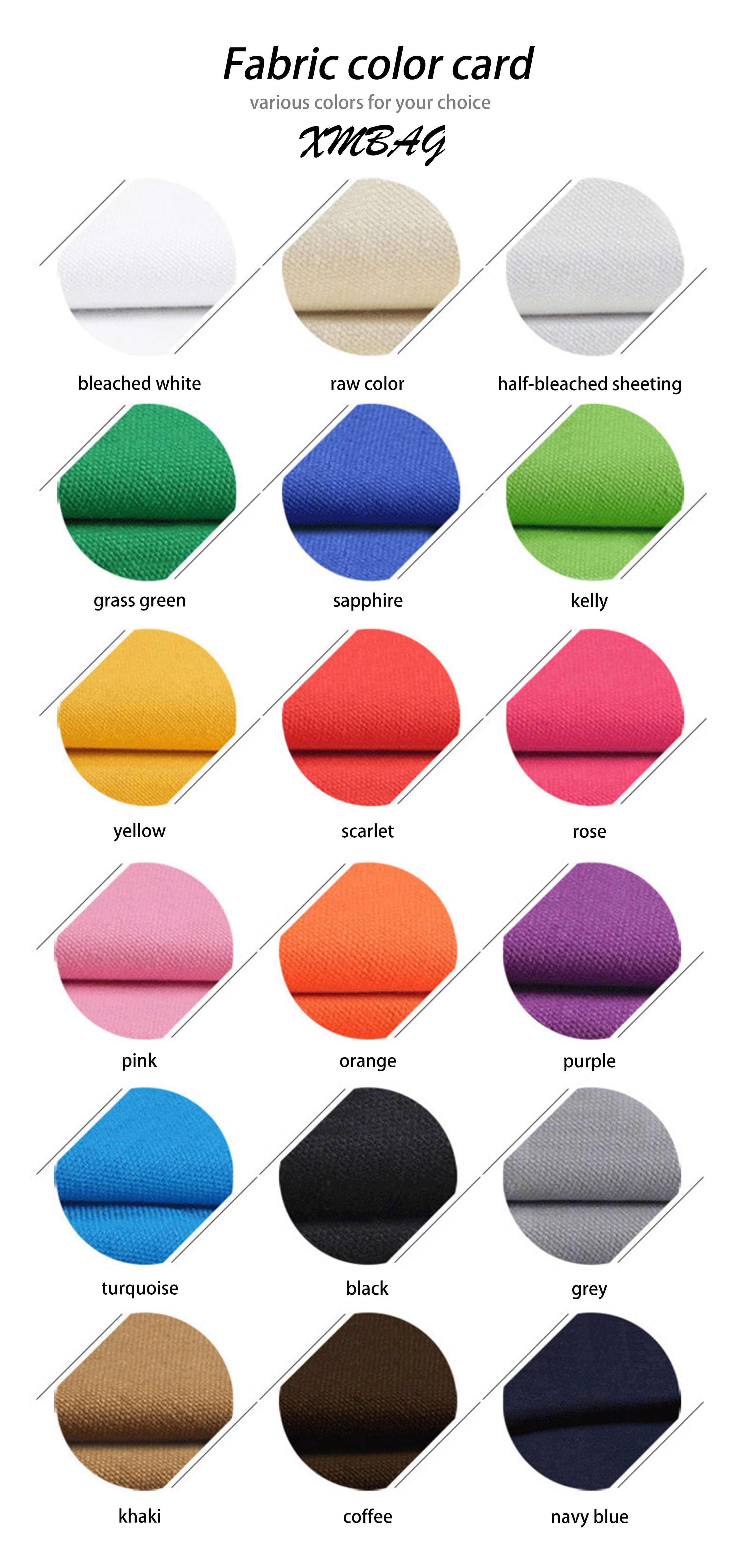 Farbkarte für Baumwolltaschen
